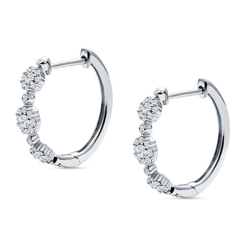 three flower hoop earrings